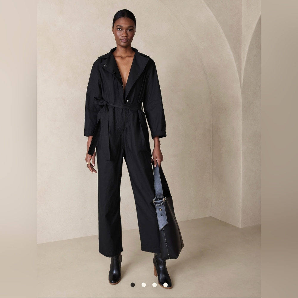 Banana Republic Factory Black Poplin Jumpsuit Size Petite Small